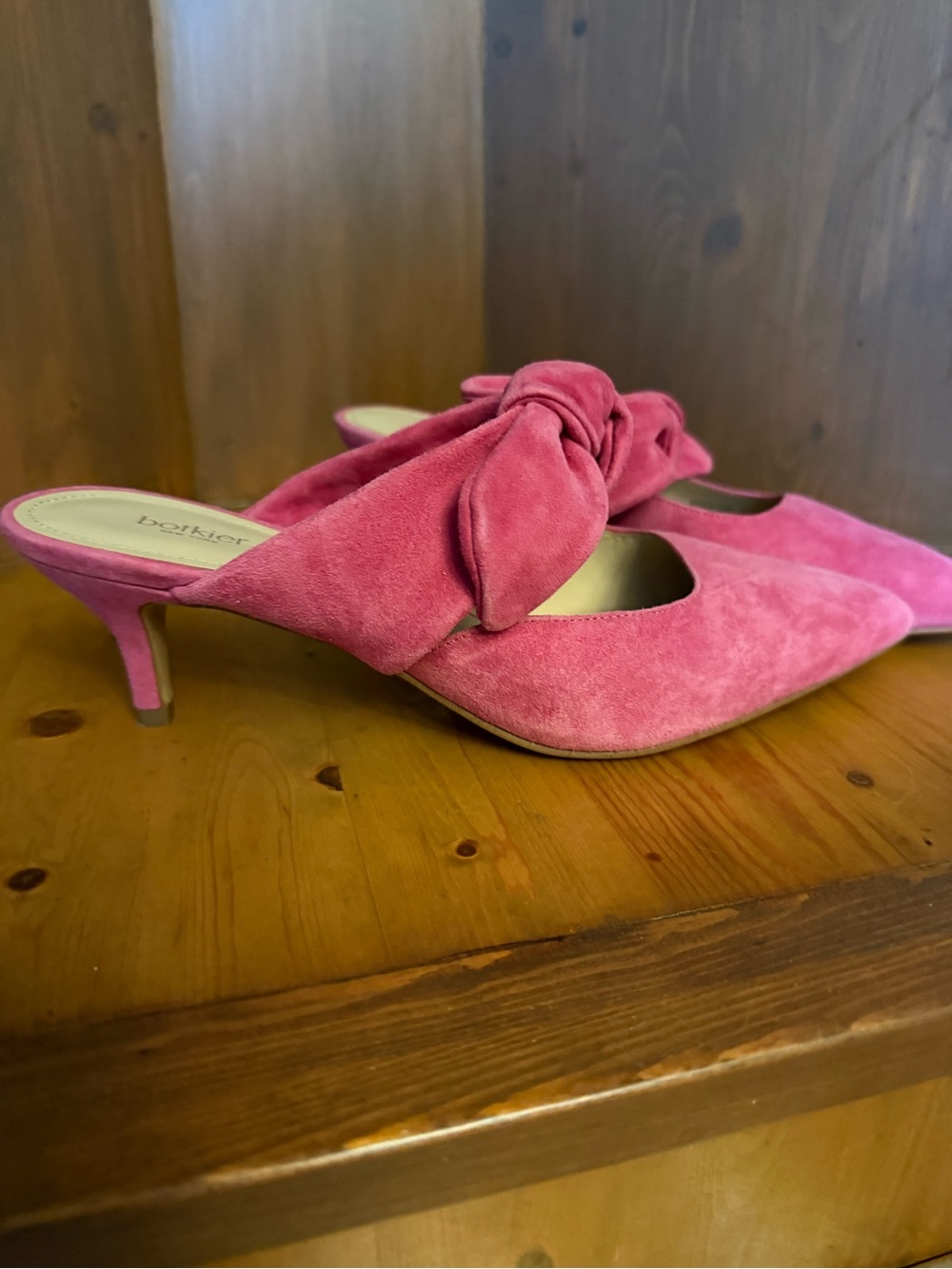 Botkier New York "Pina" Bow-Accented Suede Kitten Heel Mules 8 - Picture 6 of 15